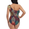 thumbnail image 5 of Sikiie Autumn Leaves Print Women One Piece Swimsuits Tummy Control One Shoulder Bathing Suits Ruffle Swimwear, From S to XXL-Small, 5 of 6