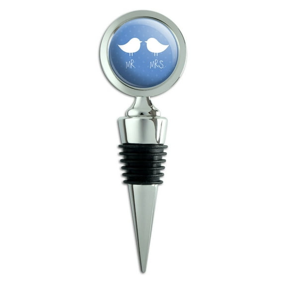 Mr Mrs Birds Blue Wedding Anniversary Wine Bottle Stopper