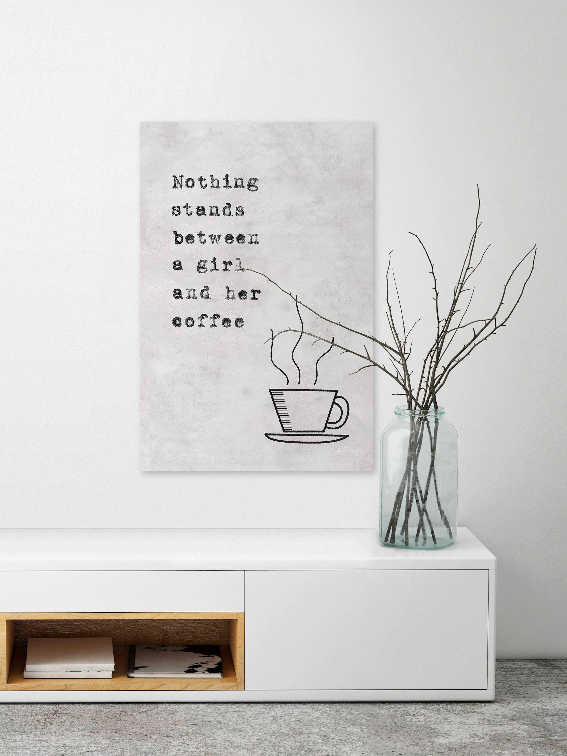 Girl and Her Coffee Painting Print on Wrapped Canvas