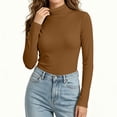 thumbnail image 4 of Jowdiw Womens Turtleneck Long Sleeve Top Slim Fit Stretch Basic Layering Casual Shirt, 4 of 9