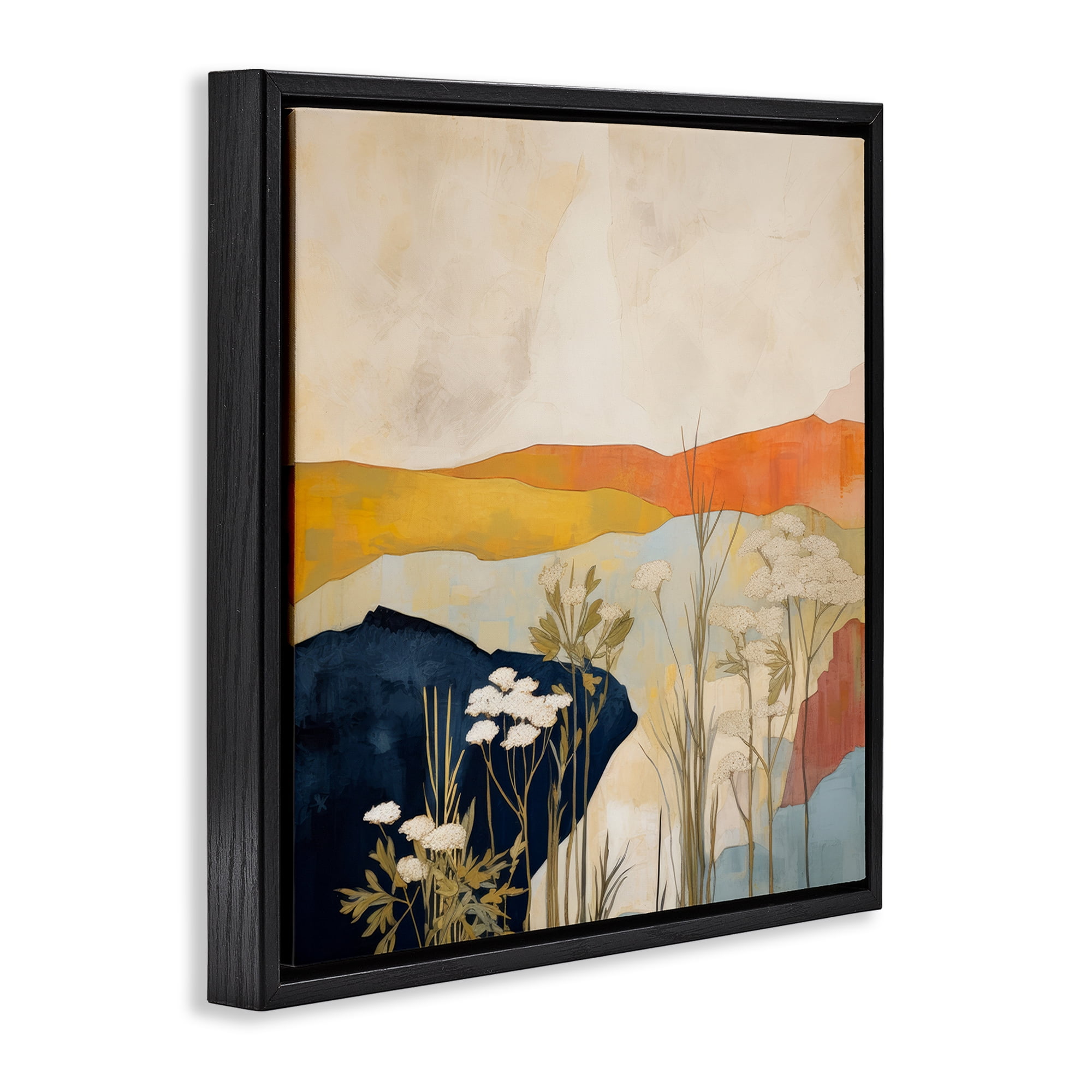 Stupell Industries Complex Desert Layers Landscape & Nature Painting Black Floater Framed Canvas Art Print Wall Art, 25 x 25