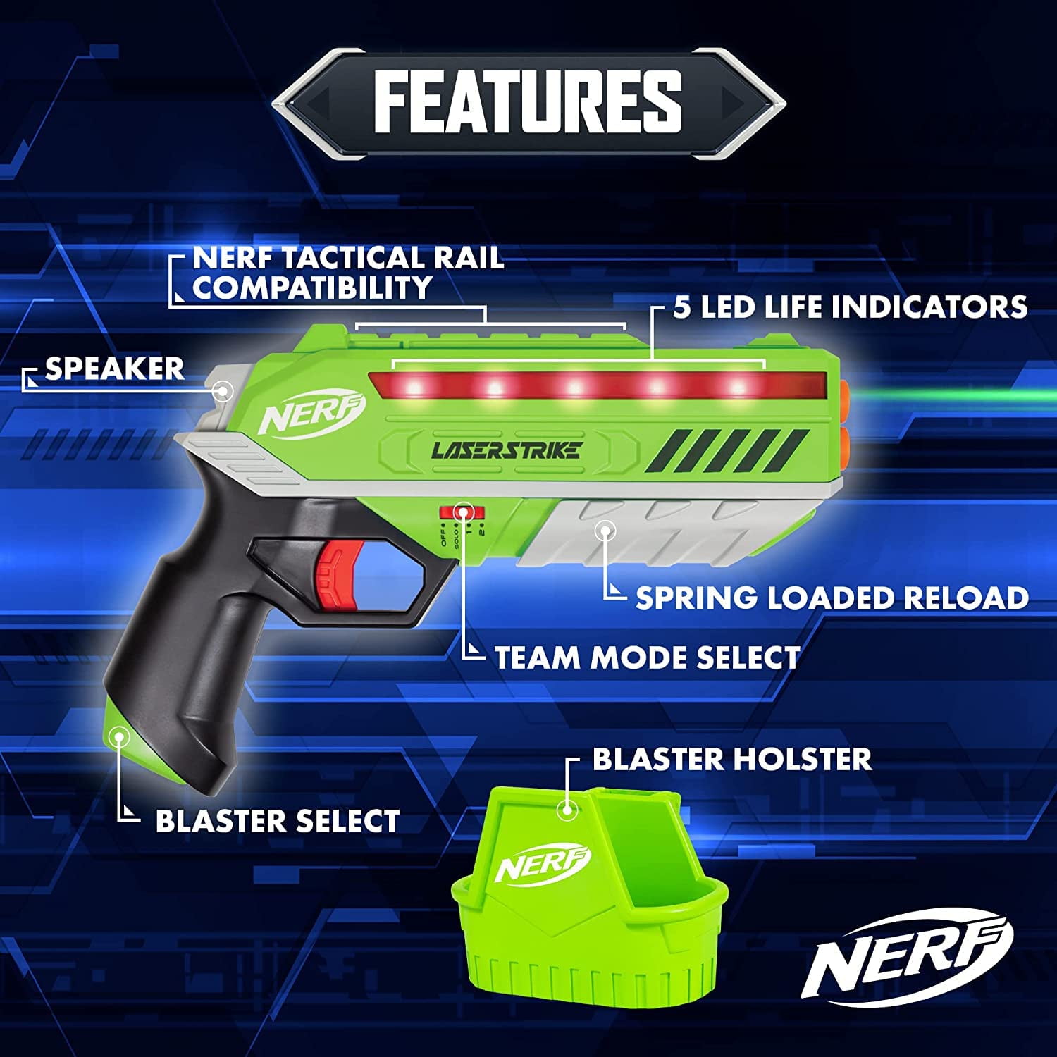 Nerf Laser Tag Blasters Foam Play with Range Blasters and Holsters