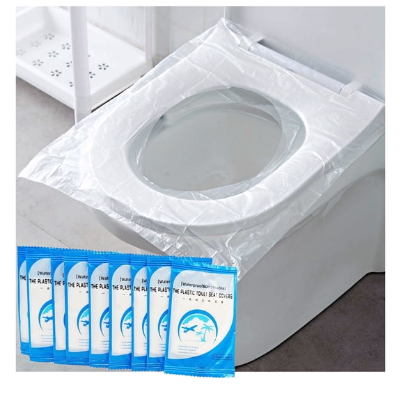 100PCS Disposable Travel Plastic Toilet Seat Cushion Waterproof Portable Toilet Seat Cushion Individually Packed, Easy to Carry for Traveling