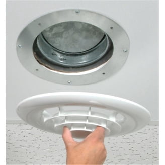 White Round Ceiling Diffuser With 6" Boot & Rotary Damper - HVAC Register Combination