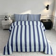 thumbnail image 2 of Manfei Classic Stripe Queen Comforter Set,Modern Geometric Comforter Sets Queen, Navy Green White, Reversible 3-Piece, 1 Comforter and 2 Pillowcases, 2 of 6