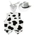 thumbnail image 2 of YONGHS Girls Boys Western Cowboy Cowgirl Costume Kids Cow Print Vest with Hat Bandanna Outfit White 8, 2 of 3