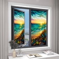 thumbnail image 4 of Pellicule pour Vitrail Rétro Non Adhésive Colorée Coucher de Soleil au Bord de la Mer Pellicule pour Fenêtre Décorative à Adhérence Statique, 4 of 9