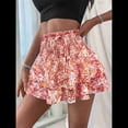 thumbnail image 4 of Mini Shorts con Volantes y Cintura Alta para Mujer Bonitos Shorts Cortos Escalonados con Shorts Debajo Color Naranja XL, 4 of 8