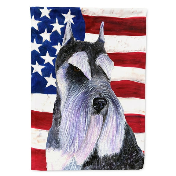 USA American Flag with Schnauzer Flag Canvas House Size