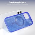 thumbnail image 6 of for iPhone 12/12 Pro Case Clear Magnetic Glitter Compatible with Magsafe, Sparkle Bling Hard Magnet Mag Cover Non-Yellowing, Shiny and Cute Protective Phone Case for Women Girl, Neon Blue, 6 of 14