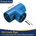 thumbnail image 2 of Uxcell 1Pcs 3" Tee 3 Vías Conector de Accesorios de Tubo, Accesorio de Esquina de Grado de Construcción de Muebles para Estructura de Soporte de Estante de Hágalo Usted Mismo, Conexión de Carpa, Azul, 2 of 6