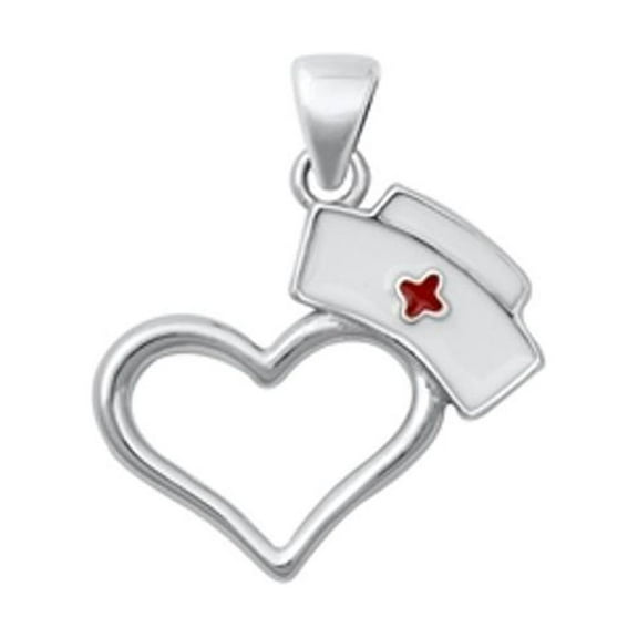 Sterling Silver Nurse Hat Heart Pendant Medical Field Love Charm 925 Jewelry Female Unisex