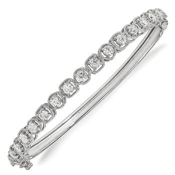 Lex & Lu Sterling Silver Pave Ruthenium-plated 175 Stone CZ Hinged Bangle
