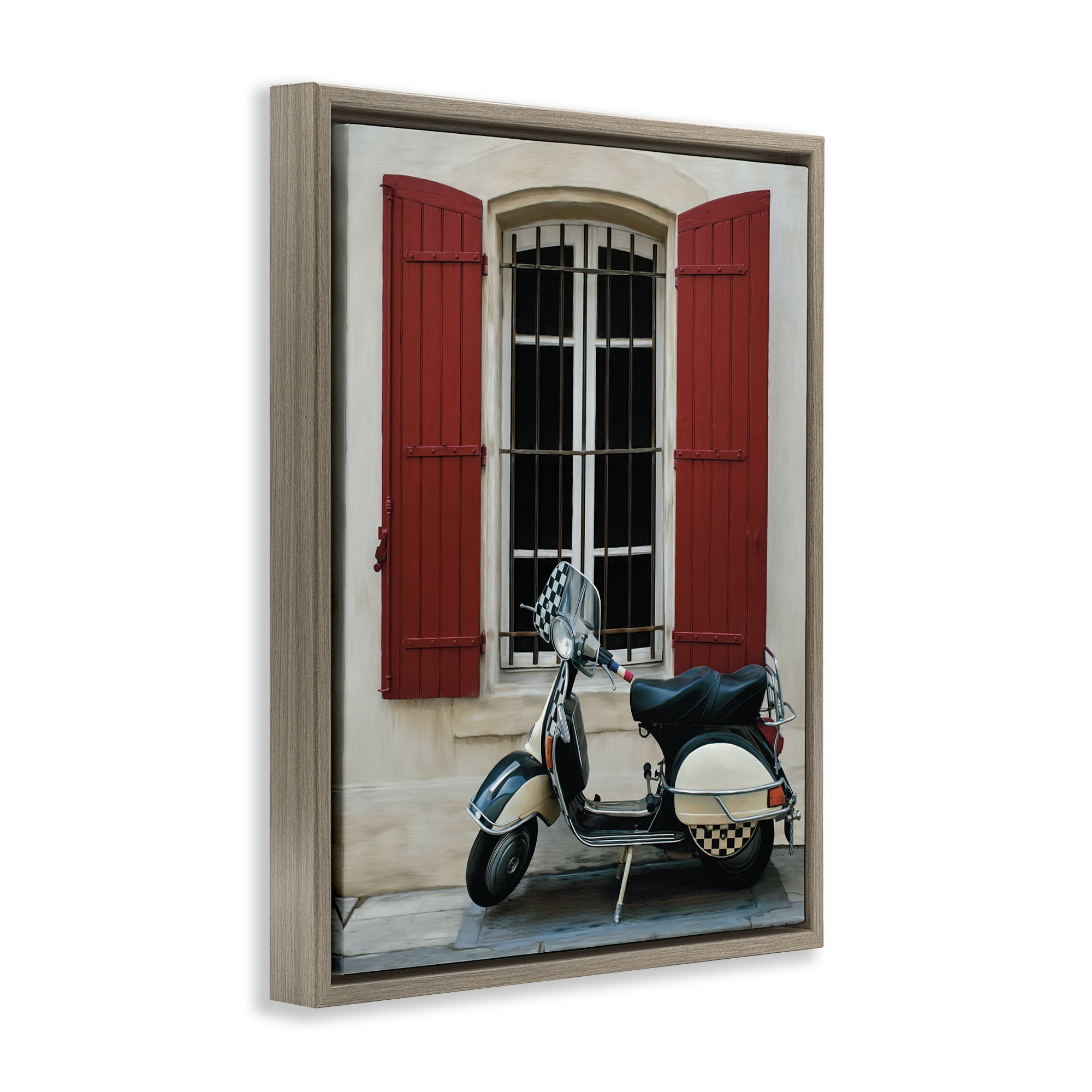 Stupell Industries Two Wheel Dream Brown Framed Floater Canvas Wall Art, design by Renel Peters