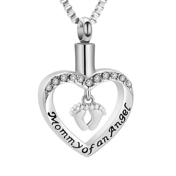 Personlized Feet Urn Pendant Necklace for Ashes Cremation Jewelry Memorial Keepsake for Women Men