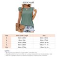 thumbnail image 2 of Camiseta sin mangas con cuello redondo de verano para mujer, manga casquillo, color liso, ojales, blusa informal fruncida, verde S, 2 of 2