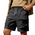 thumbnail image 5 of Gyexs Mens Shorts Casual Drawstring Waist Y2k Shorts Stretch Summer Beach Sweat Shorts Summer Clothes Black, Size XL, 5 of 6