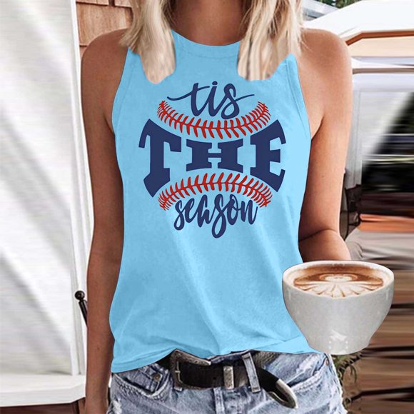 YLHFASHION Baseball Shirt Women Baseball Tank Baseball Tops Tee Cute Workout T Shirts Casual Summer Sleeveless Vest Clearance Women's Tanks & Camis