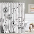 thumbnail image 1 of Cortina de ducha rústica con diseño de diente de león y deseos, juego de cortinas de ducha de estilo rústico con diseño de granja, gris, floral, planta, maleza y bosque, 183 cm de ancho x 213 cm de, 1 of 6
