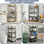 GPED 5-Tier Plastic Storage Shelves, 57 Garage Rack Storage Organizer, Multipurpose Shelf for Home, Basement, Utility Room, 10.6D x 20W x 57H, Black