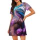 thumbnail image 1 of Balery Beautiful Flower Blue Bird Camisón de manga corta con cuello redondo para mujer, cómodo y elegante., 1 of 6