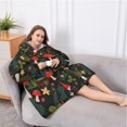 thumbnail image 5 of Oversized Wearable Blanket Hoodie,Red Mushroom Gnome Dark Green Pattern Sherpa Blanket Hoodie with Super Pockets,Super Warm Fuzzy Pullover for Women & Men, 5 of 6