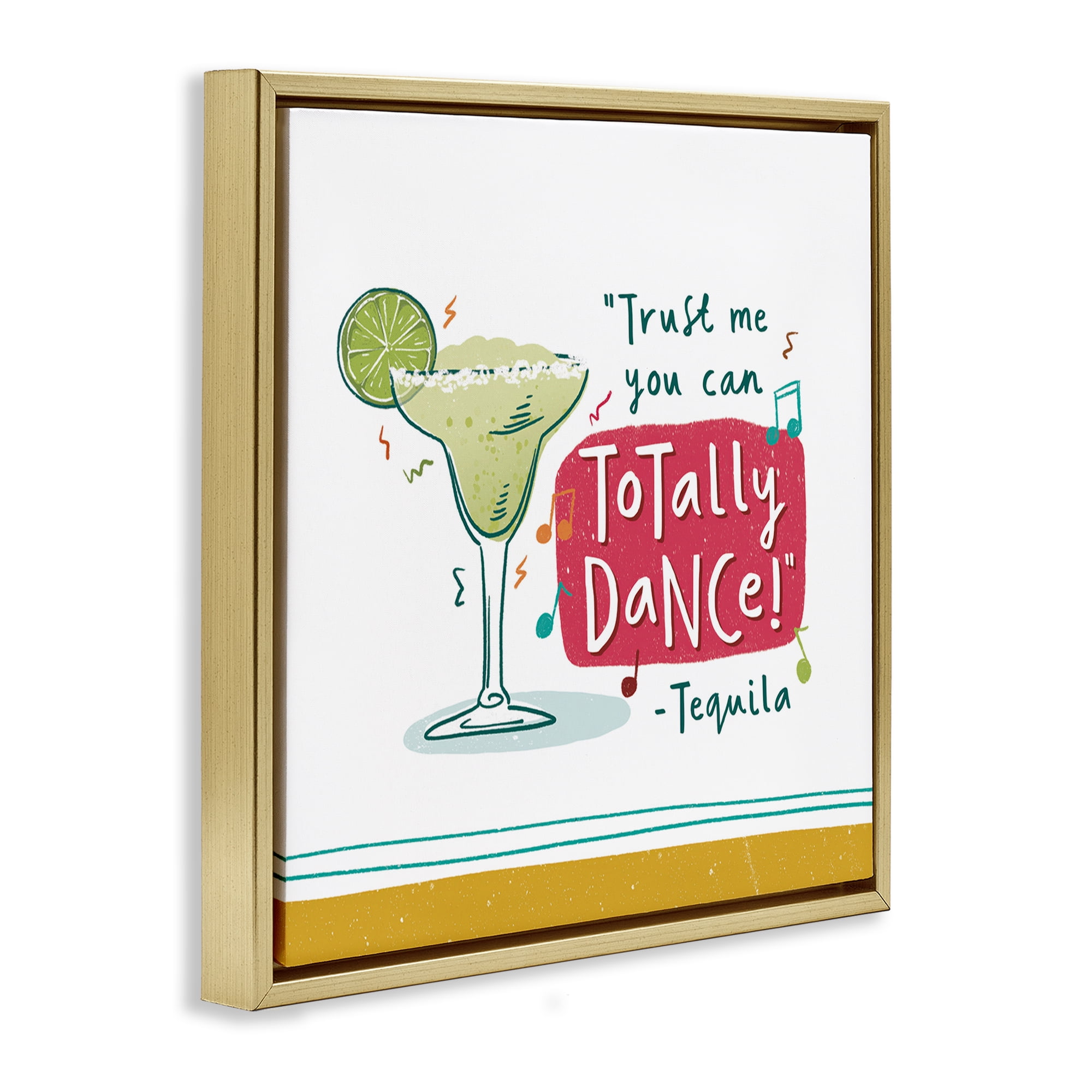 Stupell Industries Funny Tequila Phrase Food & Beverage Painting Gold Floater Framed Canvas Art Print Wall Art, 25 x 25