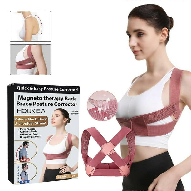 ZHAOCHENG Corrector de postura para espalda con terapia magnética, corrector de postura para espalda para mujeres y hombres, corrector de espalda ajustable para la parte superior de la espalda