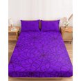 thumbnail image 2 of Full Size Fitted Sheet Set - Purple Halloween 3 Piece Bedding Sets 16" Deep Pocket Fitted Sheet with 2 Pillowcases, Black Spiders Net Classic Gingham Brushed Microfiber Hotel Luxury Bed Sheets, 2 of 9
