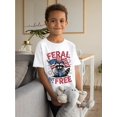 thumbnail image 2 of Camiseta divertida con diseño de mapache, bandera estadounidense del 4 de julio, patriótica pero gratuita, divertida y estética para niños. Camisetas populares para niños. Camisetas de tendencia par, 2 of 8
