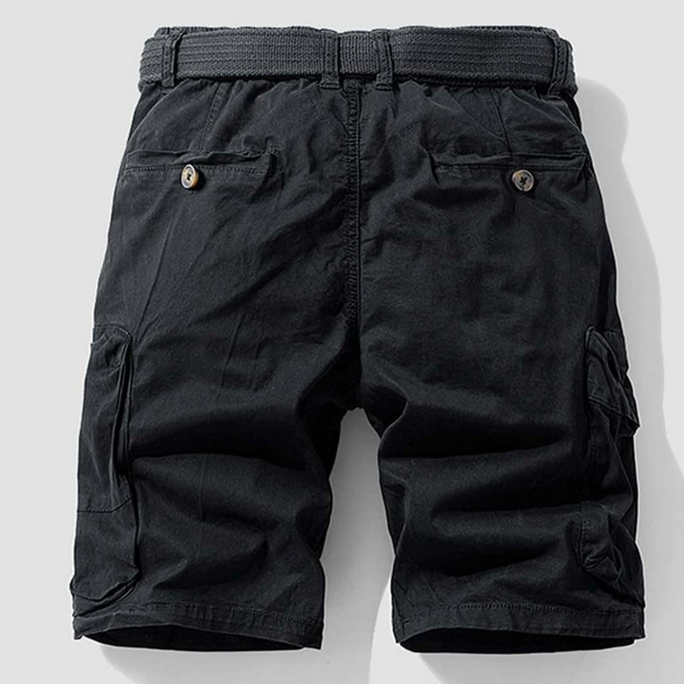 Mens Khaki Cargo Shorts, Classic Design, Multi - Pockets, Summer