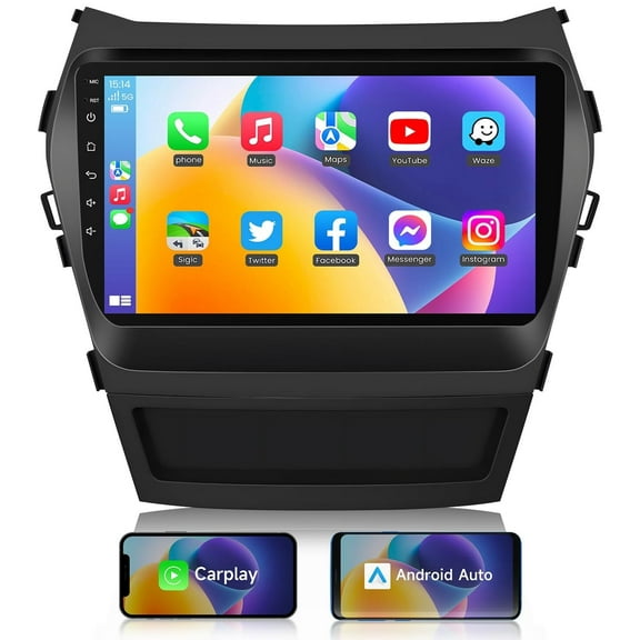 Android 12 Car Stereo Radio for Hyundai Santa Fe IX45 2013 2014 2015 2016 2017 with Carplay&Android Auto, 9"Touchscreen DSP GPS BT FM/RDS WiFi SWC Backup Camera