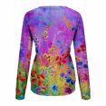 thumbnail image 5 of Camisas informales de manga larga para mujer, sudadera de cuello redondo con estampado Floral de plantas, jersey de cuello redondo, túnica holgada con estampado de puesta de sol Pompotops  gfhjh19834, 5 of 5