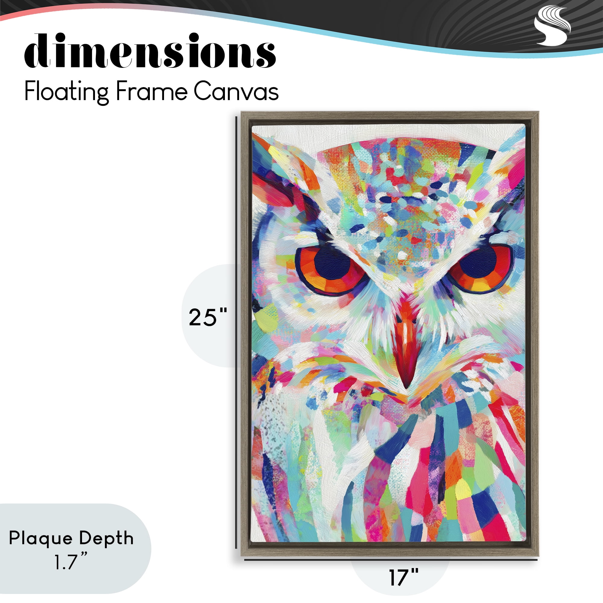 Stupell Industries Expressive Owl Gaze Brown Framed Floater Canvas Wall Art, design by Chromatic Storm Studio