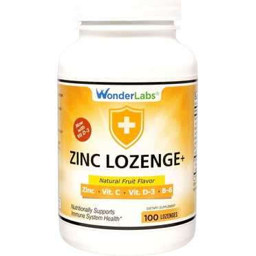 Wonder Laboratories Zinc Lozenges with Vitamin C and D3 for a Healthy Immune System - 100 Lozenges