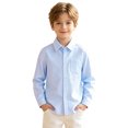 thumbnail image 6 of FYDUU Kids Boys Girls Long Sleeve Striped Shirts Children's Button Down Dress Shirts Formal School Uniform Tops Back To School Clothes 8-9 Years, 6 of 9