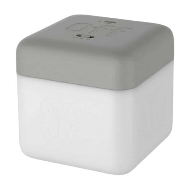 Lámpara de noche LED con temporizador y carga USB para mesita de noche infantil. Gris claro