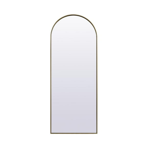 Elegant Decor Metal Frame Arch Full Length Mirror 28x74 Inch in Brass