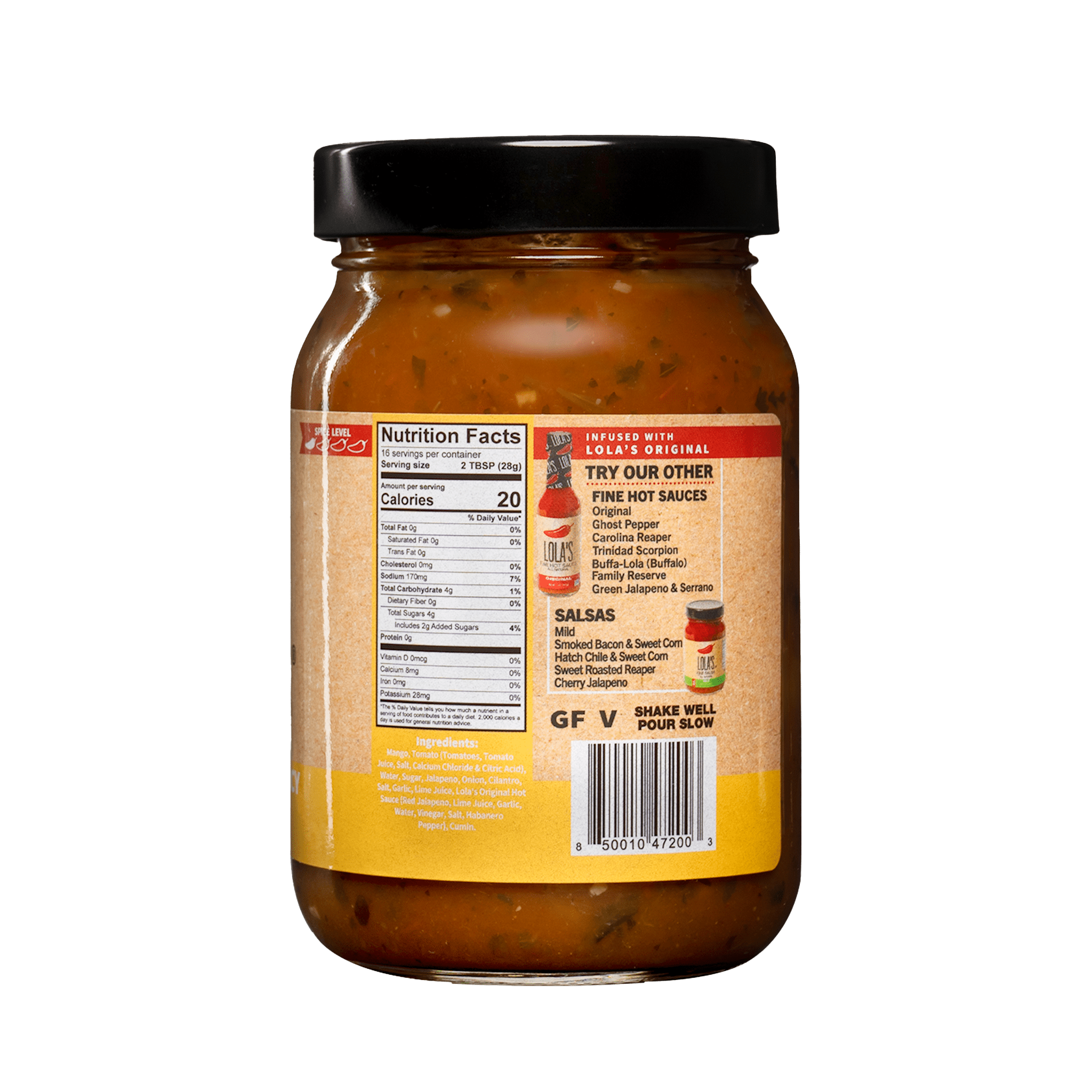 (3 pack) Lola's Fine Salsa - Sweet N Spicy Mango 16 oz