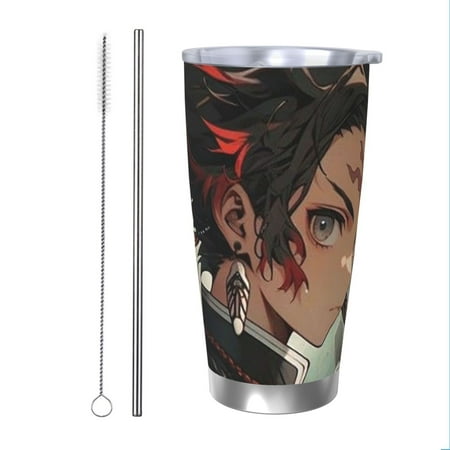 

Demon Slayer Coffee Mug 20 Oz Insulated Stainless Steel Coffee Travel Mug | Vacuum Sealed Cartoon Design Bottle for Car & Gifts