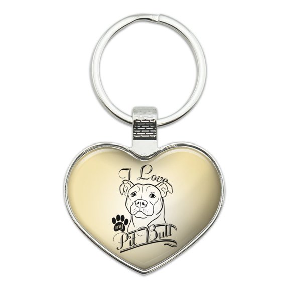 I Love My Pit Bull Heart Love Metal Keychain Key Chain Ring