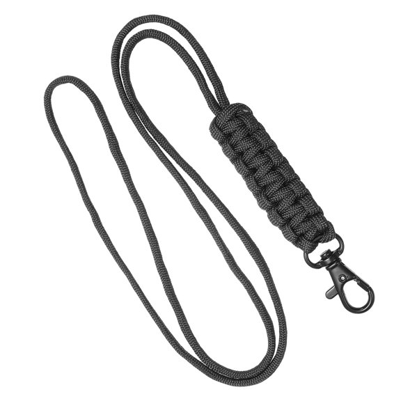 Uxcell Paracord Lanyard Braided Lanyard Necklace Keychain Badge Lanyard with Alloy Clip Black