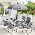 thumbnail image 2 of Outsunny Ensemble de 8 Pcs Table et Chaises de Patio avec Parasol pour Jardin, Gris, 2 of 10