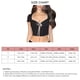 thumbnail image 5 of Mujeres corto Top verano casual negro manga corta V cuello Correa atado arco corto Top para mujer negro S, 5 of 5