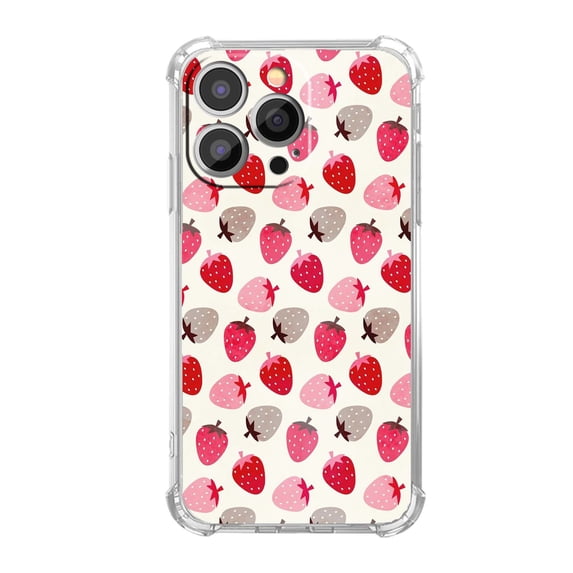Red Strawberry Case for iPhone 13 Pro,Aesthetic Art Design Pattern Soft Full TPU Bumper Cover