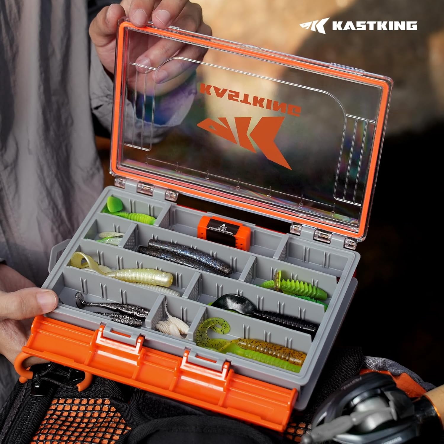 KastKing HyperSeal 3500 Double-Sided Waterproof Fishing Tackle Box – Adjustable Dividers, 1 Pack