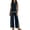 Navy, variant on 2 Piece Sets for Women Color Block Linen Lounge Sets Sleeveless Top Wide Leg Pants Matching Casual Travel Outfit, M
