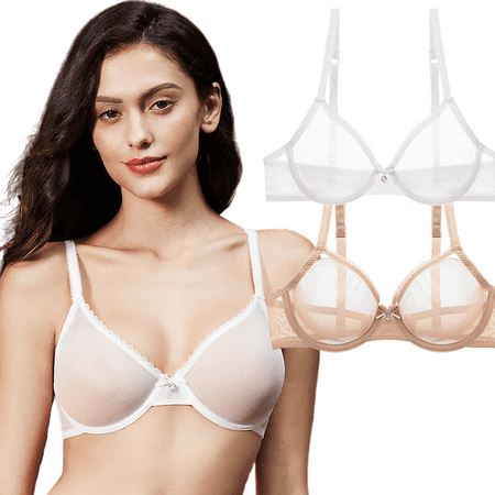 

Women See-Through Bra Lace Push Up Transparent Underwear Pack2