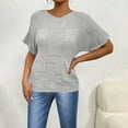 thumbnail image 2 of XPMWRP Womens Summer Short Sleeve Tunic Tops Casual Crew Neck Hollow Out Crochet Knit T-shirt Loose Lightweight Shirts Blouse Gray XL, 2 of 6