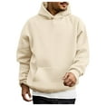 thumbnail image 3 of Crew Neck Sweater For Men Hot Pink Hoodie Men's Fleece Pullover Hoodie Loose Fit Ultra Soft Hooded Sweatshirt With Pockets, 3 of 7